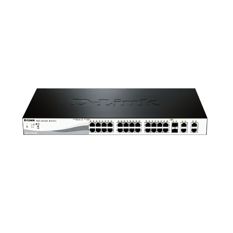 D-Link 24-Port 10/100BaseT + 2-Port 10/100/1000BaseT ports + 2 Combo 1000BaseT/SFP ports Smart Switch