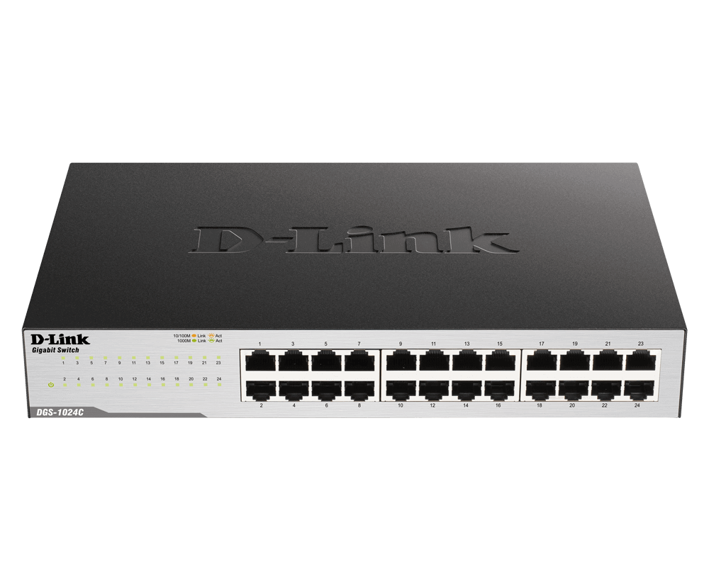 D-Link 24 port 10/100/1000Base-T unmanaged gigabit switch UK plug