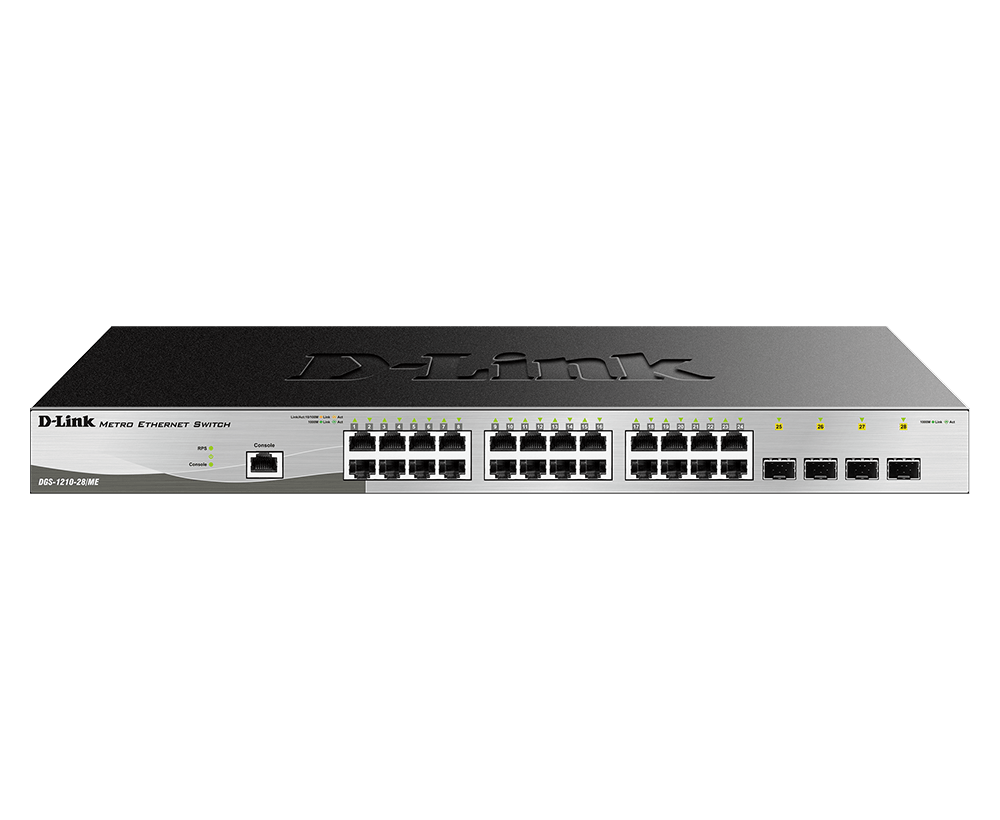 D-Link 24-Port 10/100/1000BaseT PoE + 4 Gigabit SFP ports Web Smart Switch