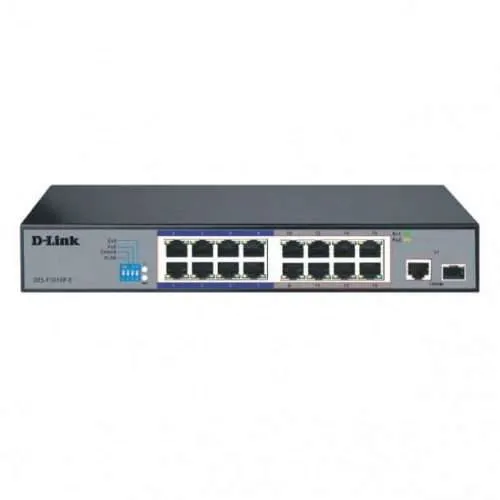 16-port 10/100/1000Base-T Unmanaged PoE+ Switch with 16 PoE ports & 2 Gigabit SFP ports, 250W PoE Power budget,  (802.3af/802.3at support)  (UK/EU Plug)