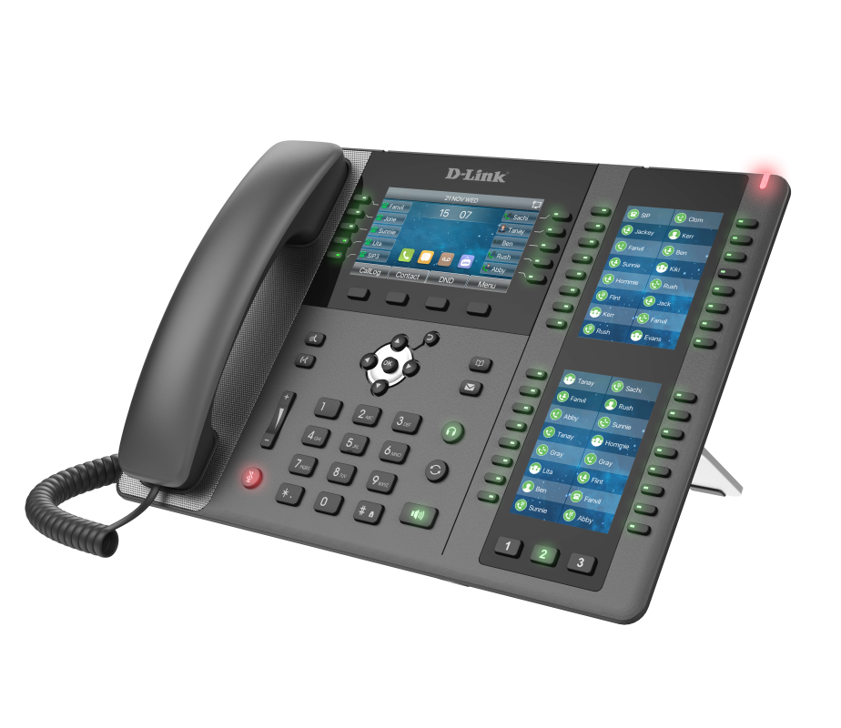 Premium business IP phone with 4.3inch Color LCD, 2×3.5? LCD for 106 DSS keys,1 x Gigabit PoE port, 1 x Gigabit LAN port, Built-in Bluetooth