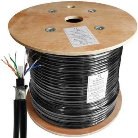 Cat6 UTP 23 AWG PE, Outdoor Cable- 305m/Roll – Black Colour