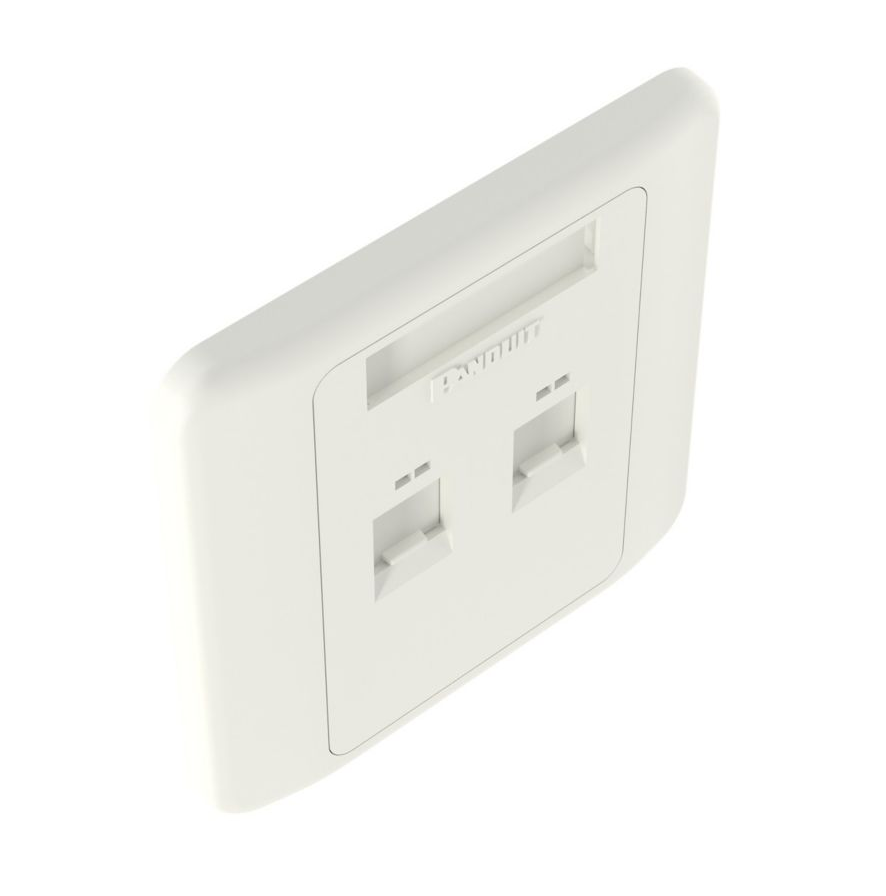 Flat Shuttered Faceplate, 2 Port, Arctic White